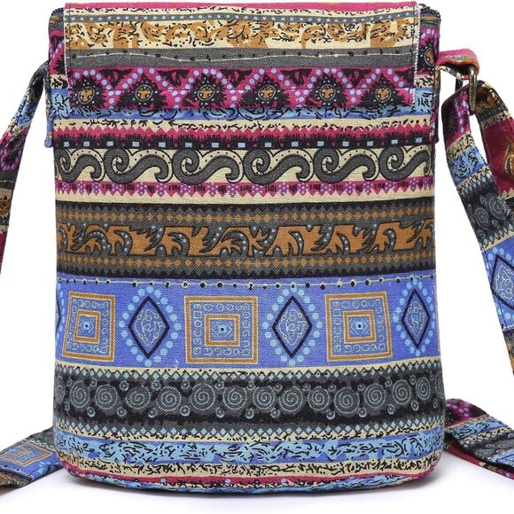 Women's Retro Small Size Canvas Shoulder Bag Hippie Boho Crossbody Handbag - Picture 2 of 9